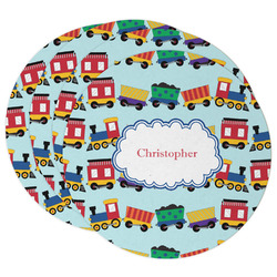Trains Round Paper Coasters w/ Name or Text