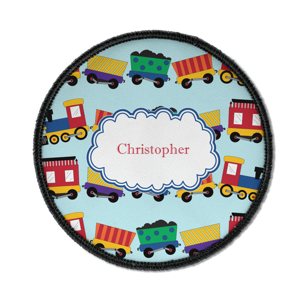 Custom Trains Iron On Round Patch w/ Name or Text
