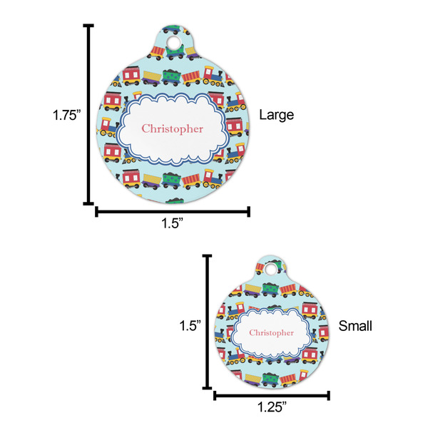 Trains Round Pet ID Tag - Large - Comparison Scale