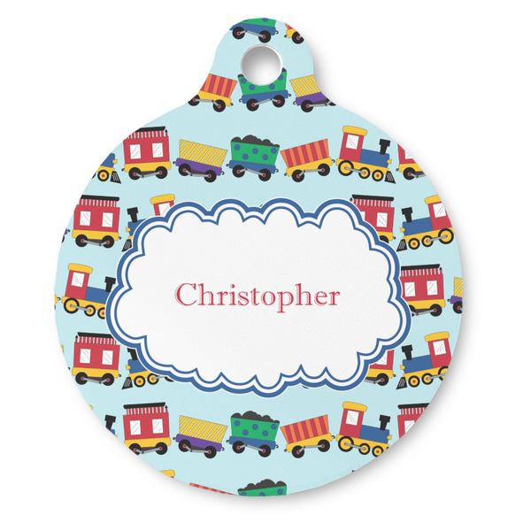 Custom Trains Round Pet ID Tag (Personalized)