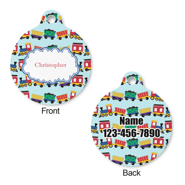 Trains Round Pet Tag - Front & Back