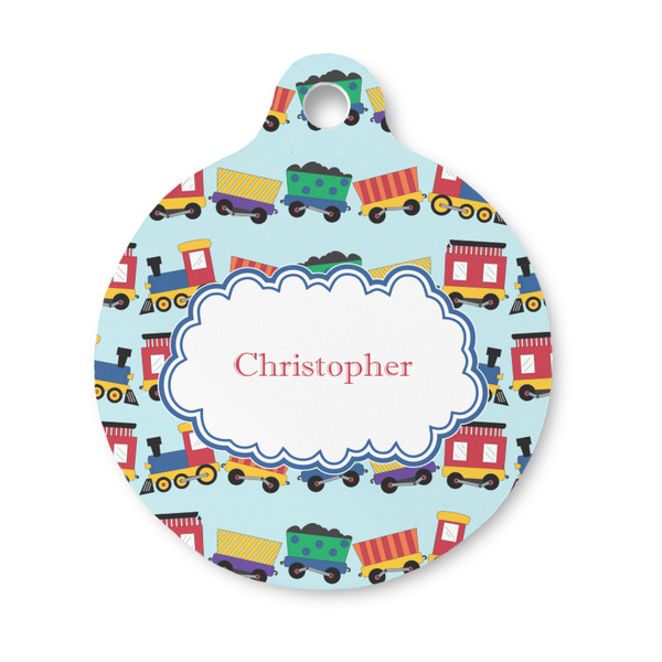 Custom Trains Round Pet ID Tag - Small (Personalized)