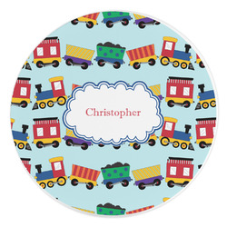 Trains Round Stone Trivet (Personalized)