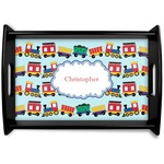 Trains Black Wooden Tray - Small (Personalized)