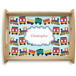 Trains Natural Wooden Tray - Large (Personalized)