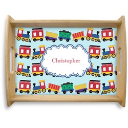 Trains Natural Wooden Tray - Large (Personalized)