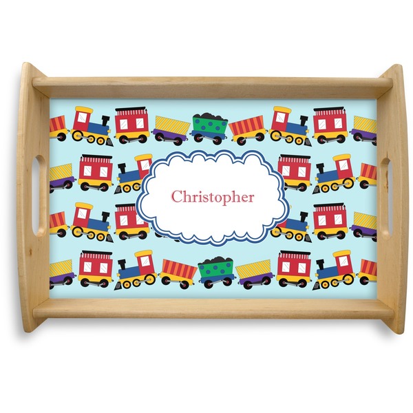 Custom Trains Natural Wooden Tray - Small (Personalized)