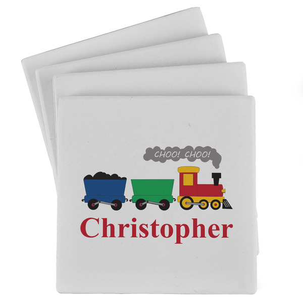 Custom Trains Absorbent Stone Coasters - Set of 4 (Personalized)