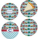 Trains Set of 4 Glass Appetizer / Dessert Plate 8" (Personalized)