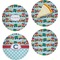 Trains Set of 4 Glass Appetizer / Dessert Plate 8" (Personalized)