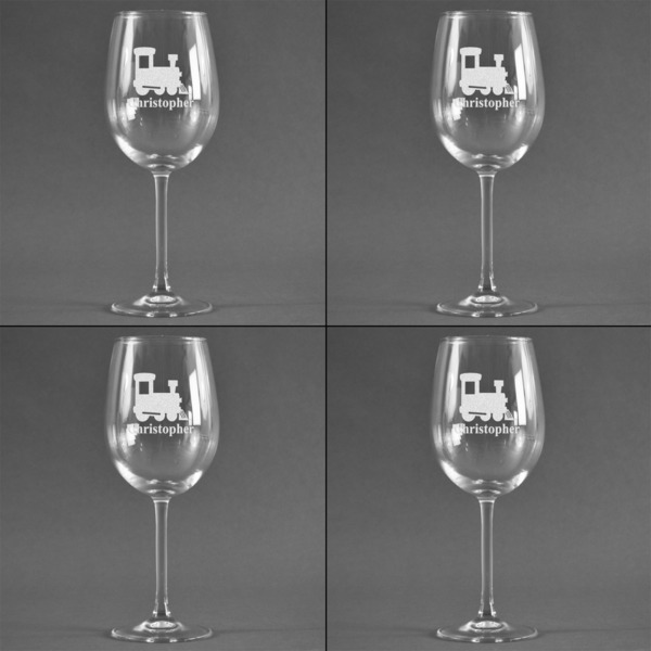 Trains Set of Four Personalized Wineglasses (Approval)