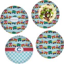 Trains Set of 4 Glass Lunch / Dinner Plate 10" (Personalized)