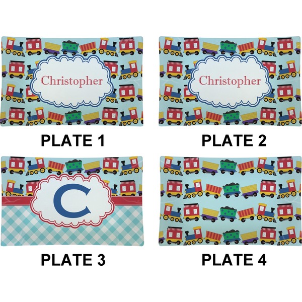 Trains Set of Rectangular Dinner Plates (Approval)