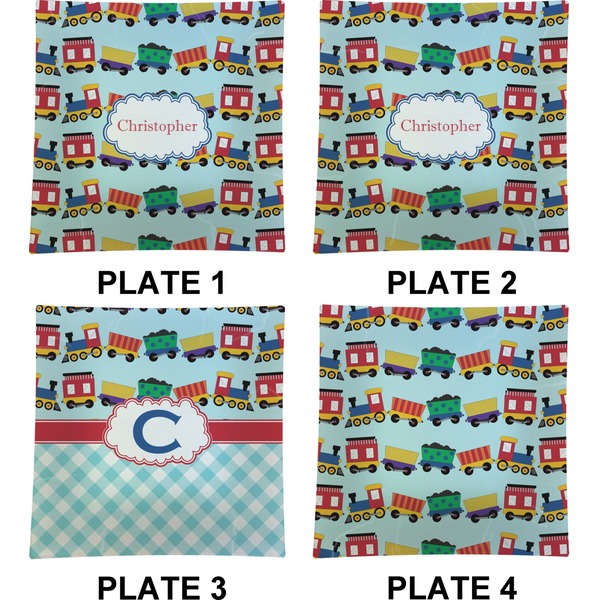 Trains Set of Square Dinner Plates (Approval)