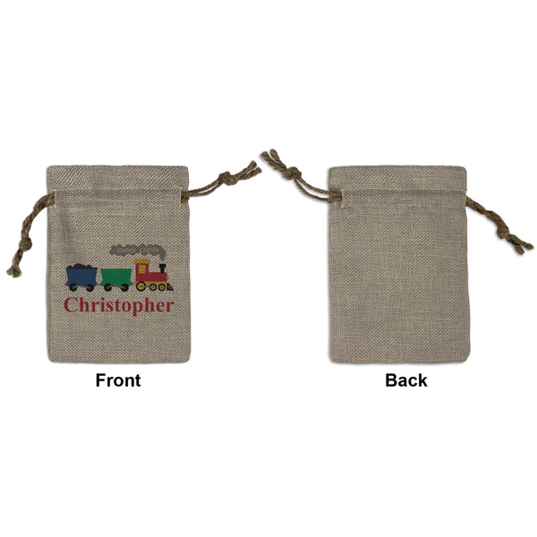 Trains Small Burlap Gift Bag - Front Approval