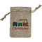Trains Small Burlap Gift Bag - Front