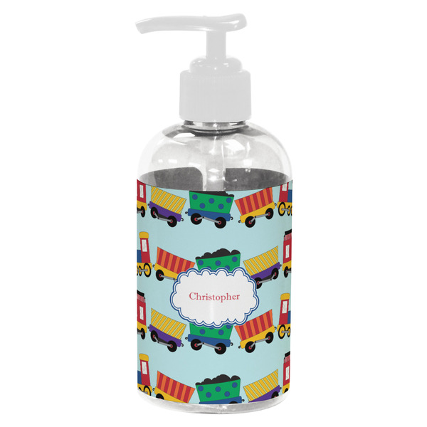 Custom Trains Plastic Soap / Lotion Dispenser (8 oz - Small - White) (Personalized)