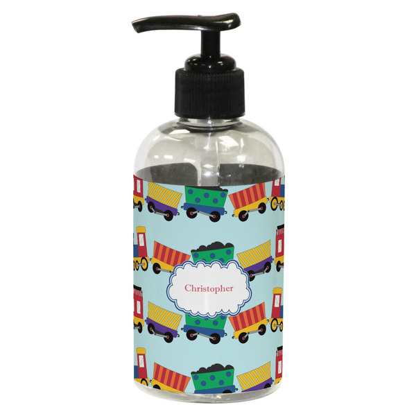 Custom Trains Plastic Soap / Lotion Dispenser (8 oz - Small - Black) (Personalized)