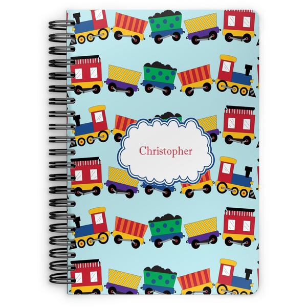 Custom Trains Spiral Notebook - 7x10 w/ Name or Text