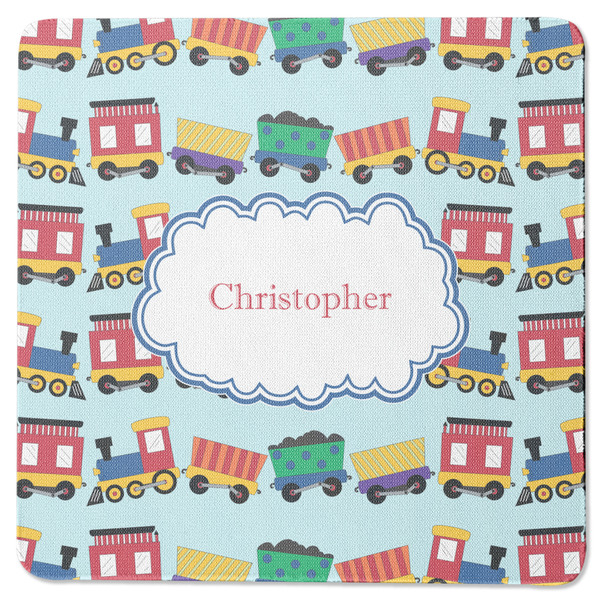 Custom Trains Square Rubber Backed Coaster (Personalized)