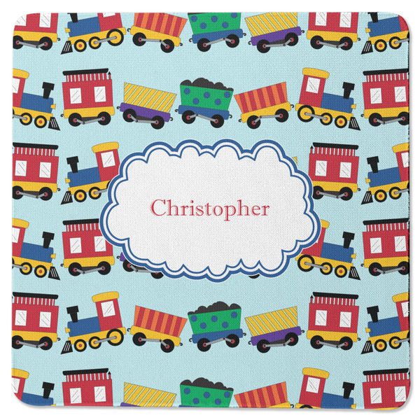 Custom Trains Square Rubber Backed Coaster (Personalized)