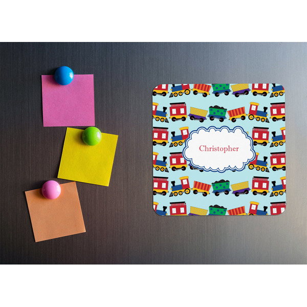 Trains Square Fridge Magnet - LIFESTYLE