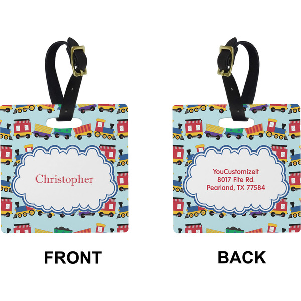 Trains Square Luggage Tag (Front + Back)