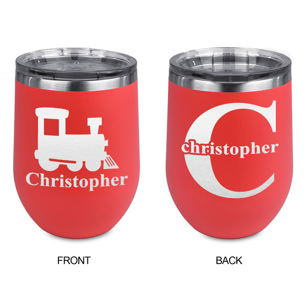 Trains Stainless Wine Tumblers - Coral - Double Sided - Approval
