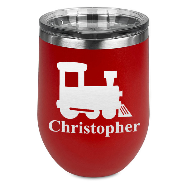 Custom Trains Stemless Stainless Steel Wine Tumbler - Red - Single Sided (Personalized)