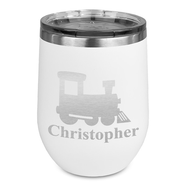 Custom Trains Stemless Stainless Steel Wine Tumbler - White - Single Sided (Personalized)
