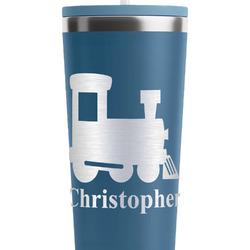 Trains RTIC Everyday Tumbler with Straw - 28oz - Steel Blue - Double-Sided (Personalized)