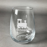 Trains Stemless Wine Glass (Single) (Personalized)