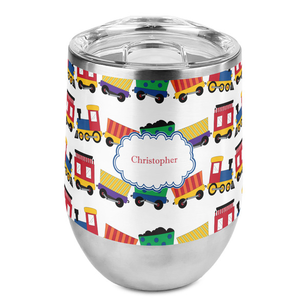 Custom Trains Stemless Wine Tumbler - Full Print (Personalized)