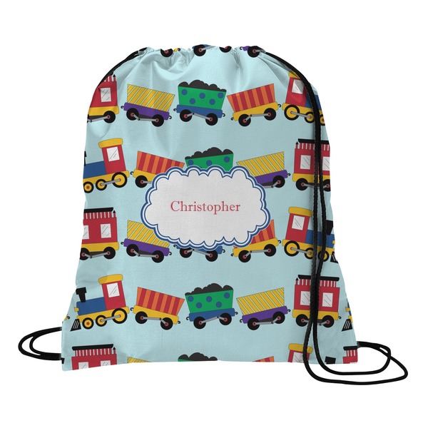 Custom Trains Drawstring Backpack - Medium (Personalized)