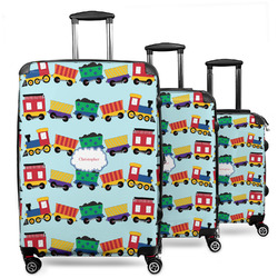 Trains 3 Piece Luggage Set - 20" Carry On, 24" Medium Checked, 28" Large Checked (Personalized)