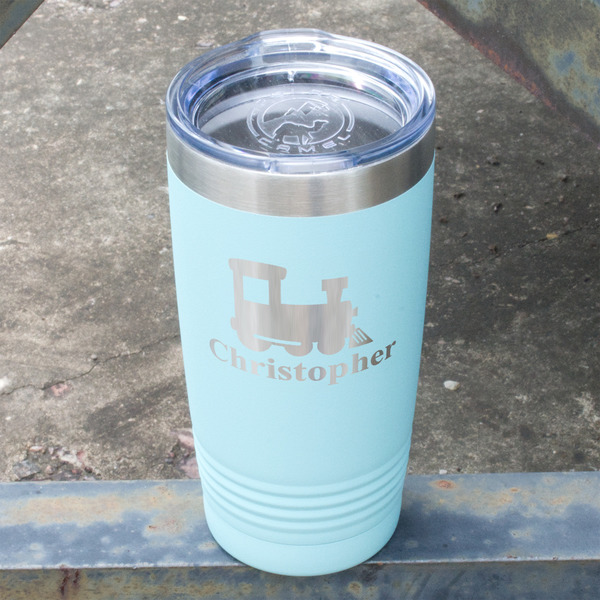 Trains Teal Polar Camel Tumbler - 20oz - Angled
