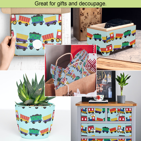 Trains Tissue Paper - In Use Collage