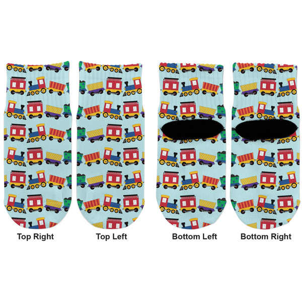 Trains Toddler Ankle Socks - Double Pair - Front and Back - Apvl