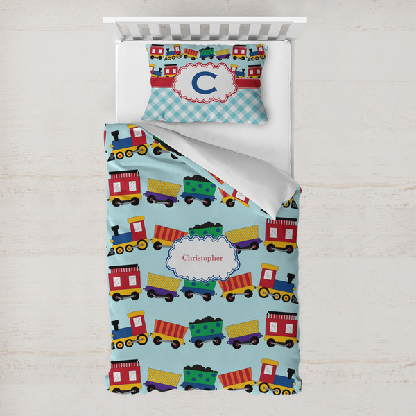 Custom Trains Toddler Bedding w/ Name or Text