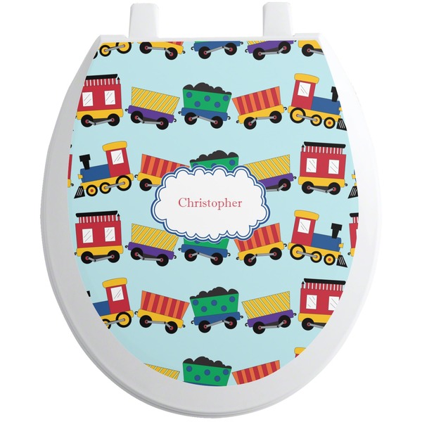 Custom Trains Toilet Seat Decal - Round (Personalized)