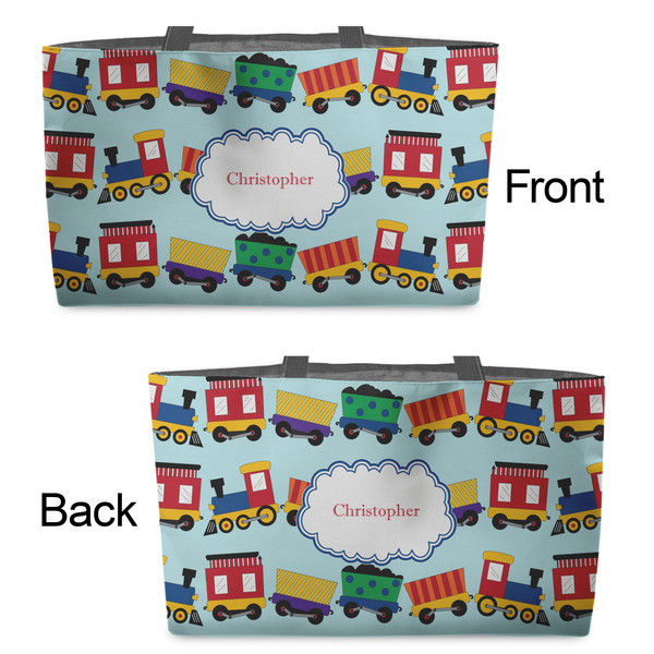 Trains Tote w/Black Handles - Front & Back Views