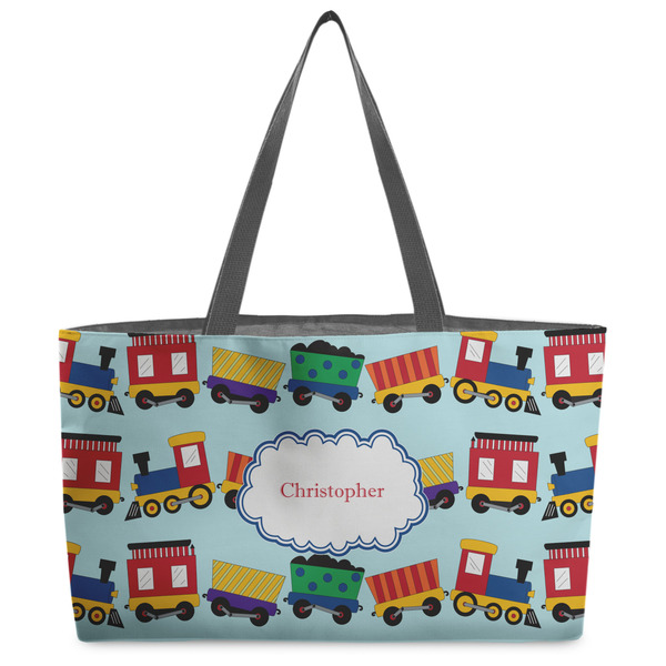 Custom Trains Beach Totes Bag - w/ Black Handles (Personalized)