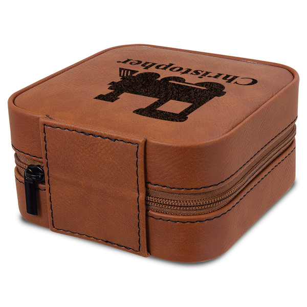 Trains Travel Jewelry Boxes - Leatherette - Rawhide - View from Rear