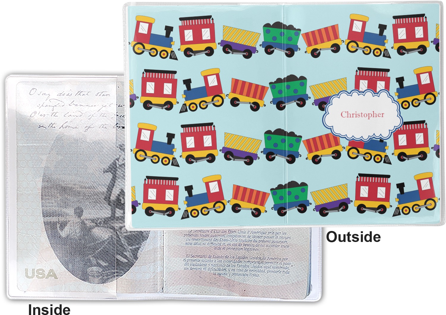 Custom Trains Vinyl Passport Holder (Personalized) YouCustomizeIt