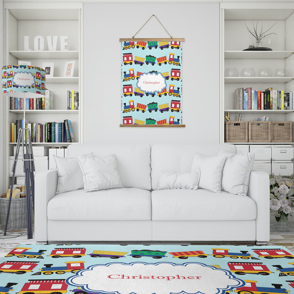 Trains Wall Hanging Tapestry - Portrait - IN CONTEXT