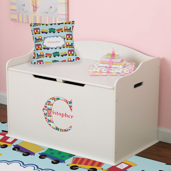 Trains Wall Name & Initial Small on Toy Chest