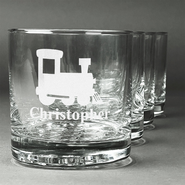 Custom Trains Whiskey Glasses (Set of 4) (Personalized)