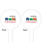 Trains White Plastic 4" Food Pick - Round - Double Sided - Front & Back