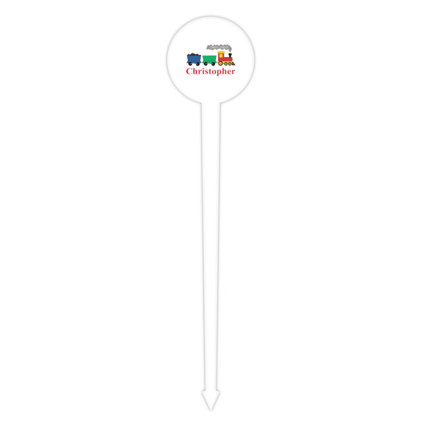 Trains White Plastic 4" Food Pick - Round - Single Pick