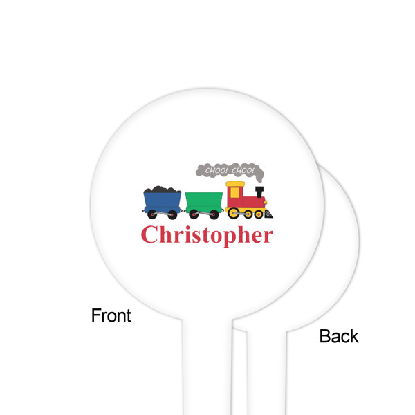 Trains White Plastic 4" Food Pick - Round - Single Sided - Front & Back